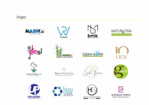Portfolio design logo - foto contendo diversas logos desenvolvidas pela conexione para marcas como Mashup, mundo da cachaça, Bem Estar, Naturativa, Cleandown e outras