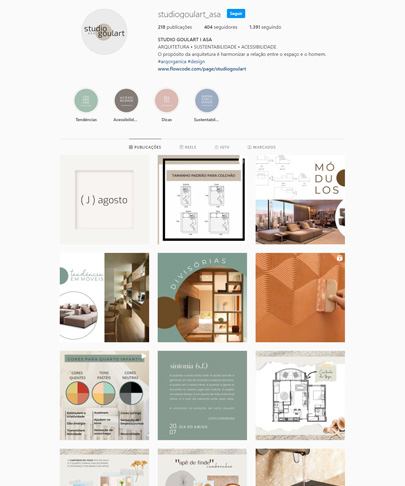 foto do feed do instagram da Studio Goulart com fotos de projetos de arquitetura