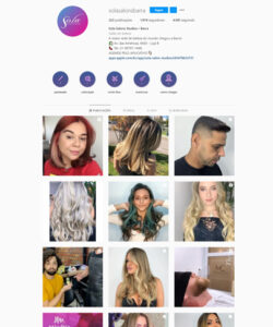 Foto do feed das mídias sociais do Sola, com varias fotos de clientes com os cabelos feitos.