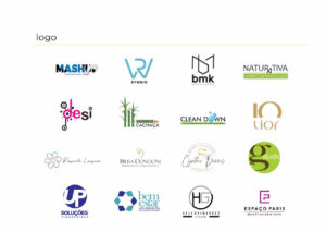 Portfolio design logo - foto contendo diversas logos desenvolvidas pela conexione para marcas como Mashup, mundo da cachaça, Bem Estar, Naturativa, Cleandown e outras